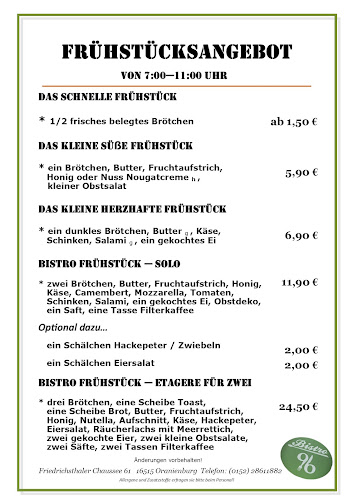 Opinii despre Bistro 96 în Oranienburg - Gastronomie und Hotellerie