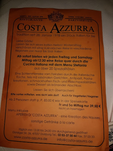 Opinii despre Costa Azzurra în Duisburg - Gastronomie und Hotellerie