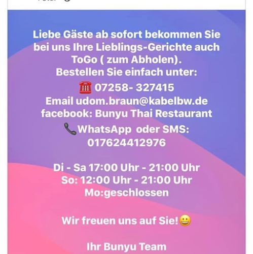 Bunyu Thai Restaurant - Gastronomie und Hotellerie