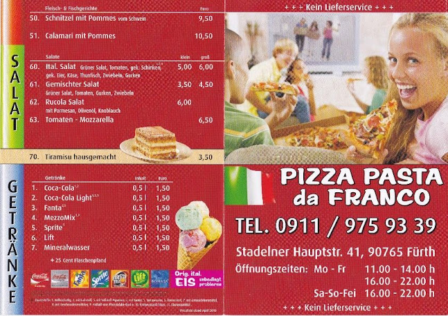 Opinii despre Pizza Pasta da Franco în Fürth - Gastronomie und Hotellerie