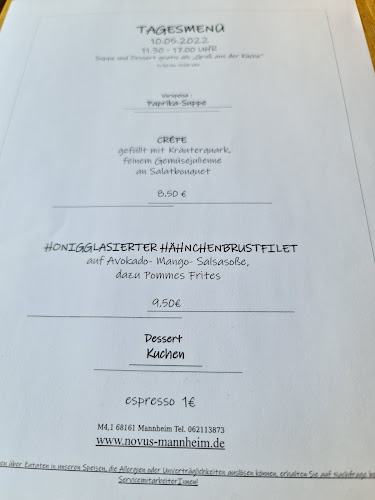 Opinii despre Novus - Restaurant & Cafe - Mannheim în Mannheim - Gastronomie und Hotellerie