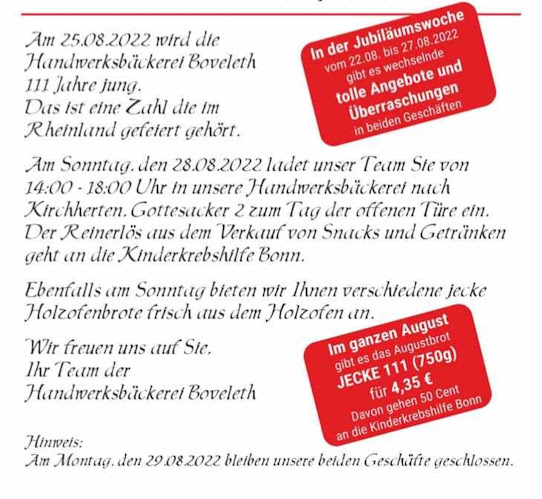 Opinii despre Handwerksbäckerei Boveleth în Bedburg - Gastronomie und Hotellerie