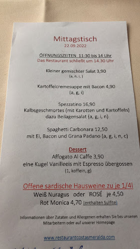 Opinii despre Restaurant Costa Smeralda în Mannheim - Gastronomie und Hotellerie